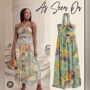 H&M Viral Floral Halter Maxi Dress | Blogger Favorite | Cut-Out | Size S